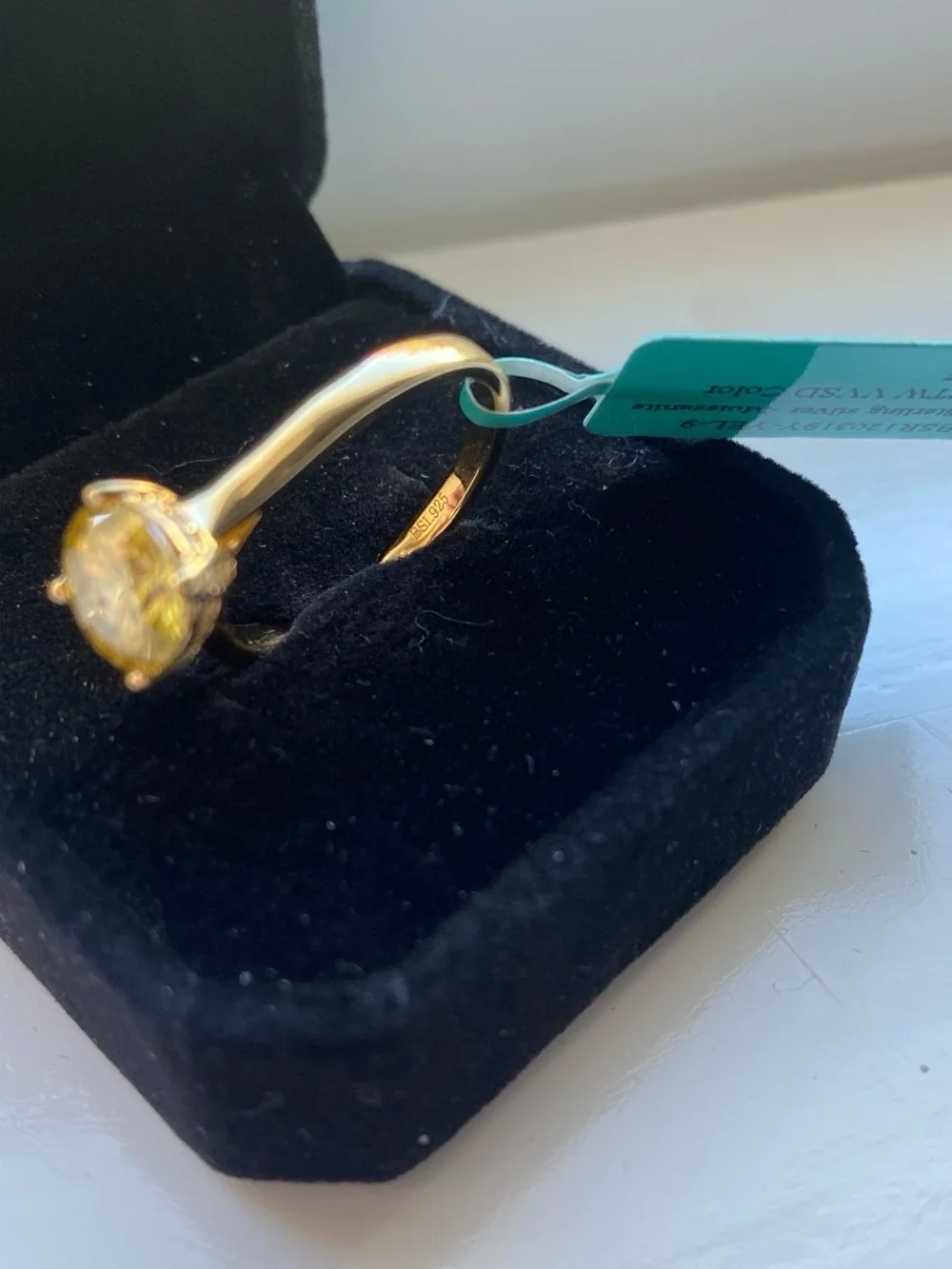 Round Cut Yellow Moissanite Ring Size 9